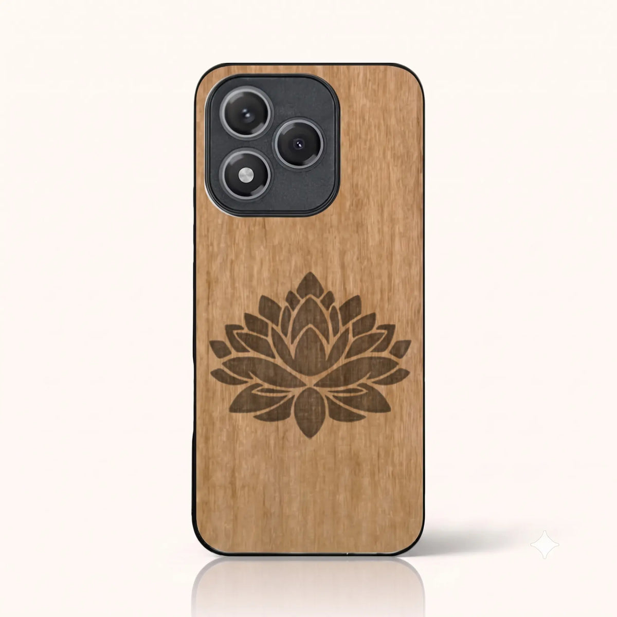 Coque Honor 400 Lite – Fleur de Lotus en bois de tilleul clair