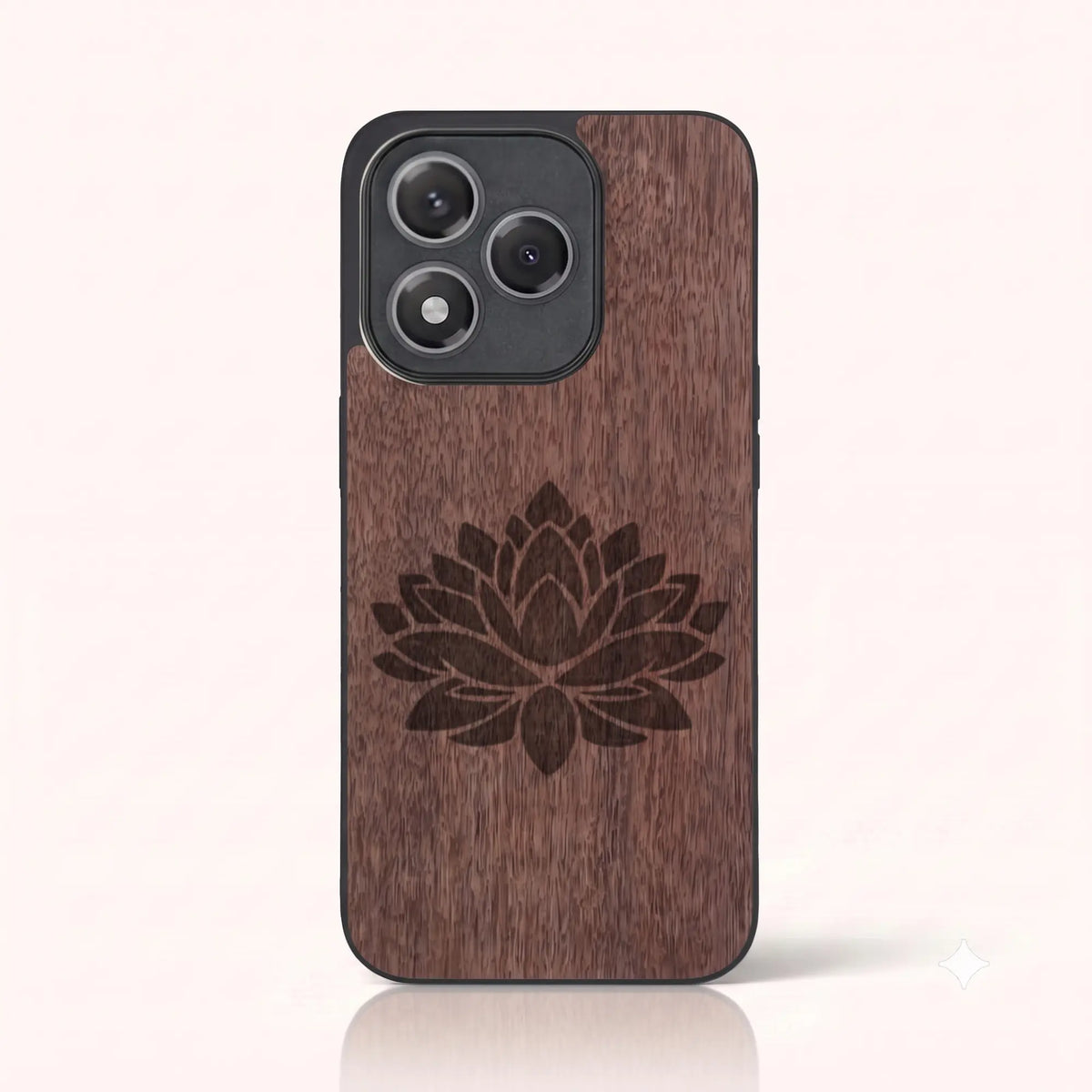 Coque Honor 400 Lite – Fleur de Lotus en bois de noyer foncé