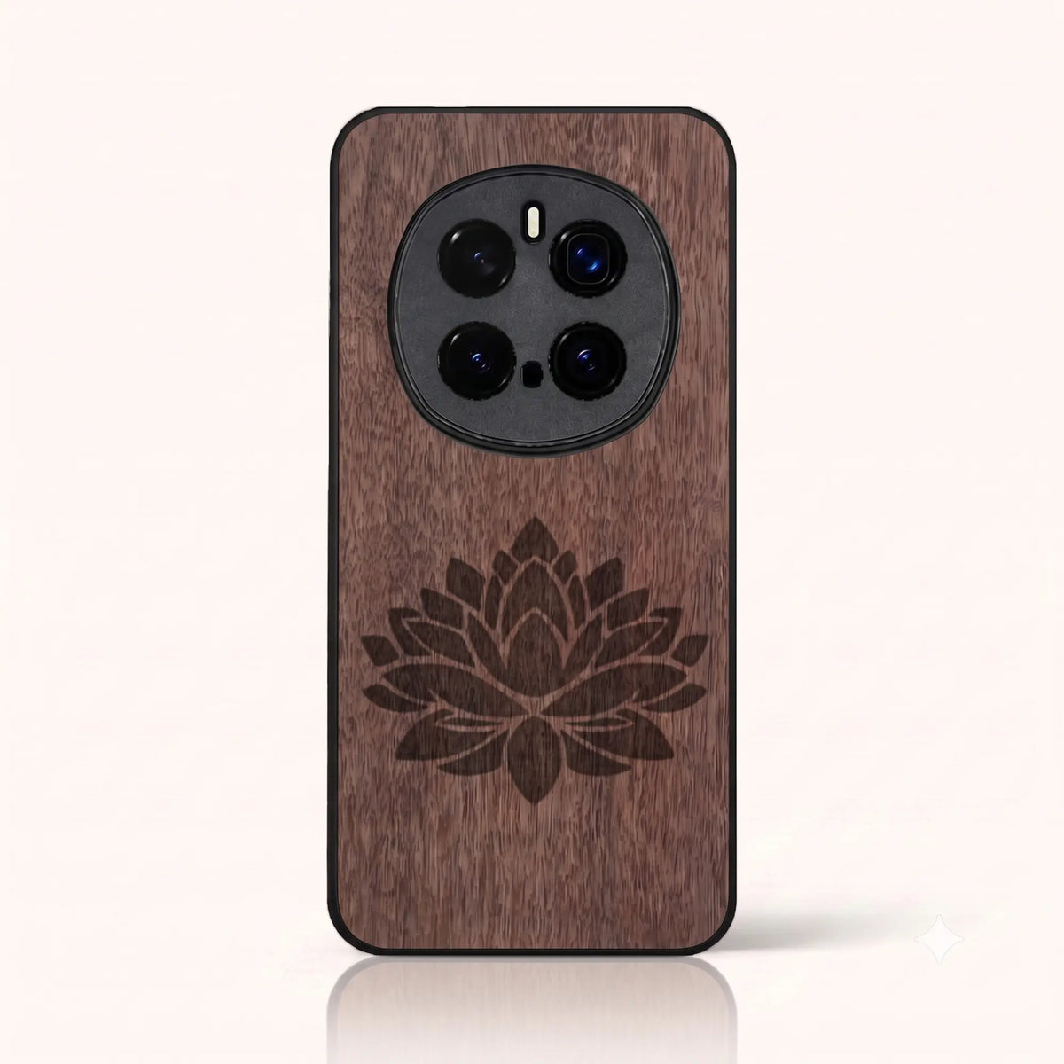 Coque Honor Magic 7 Pro – Fleur de Lotus en bois de noyer foncé