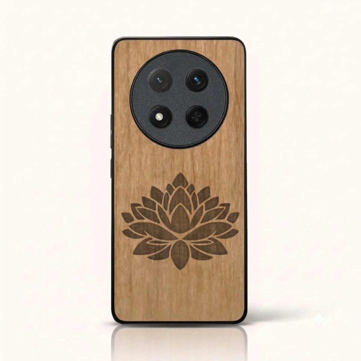 Coque Honor Magic 7 Lite – Fleur de Lotus en bois de tilleul clair