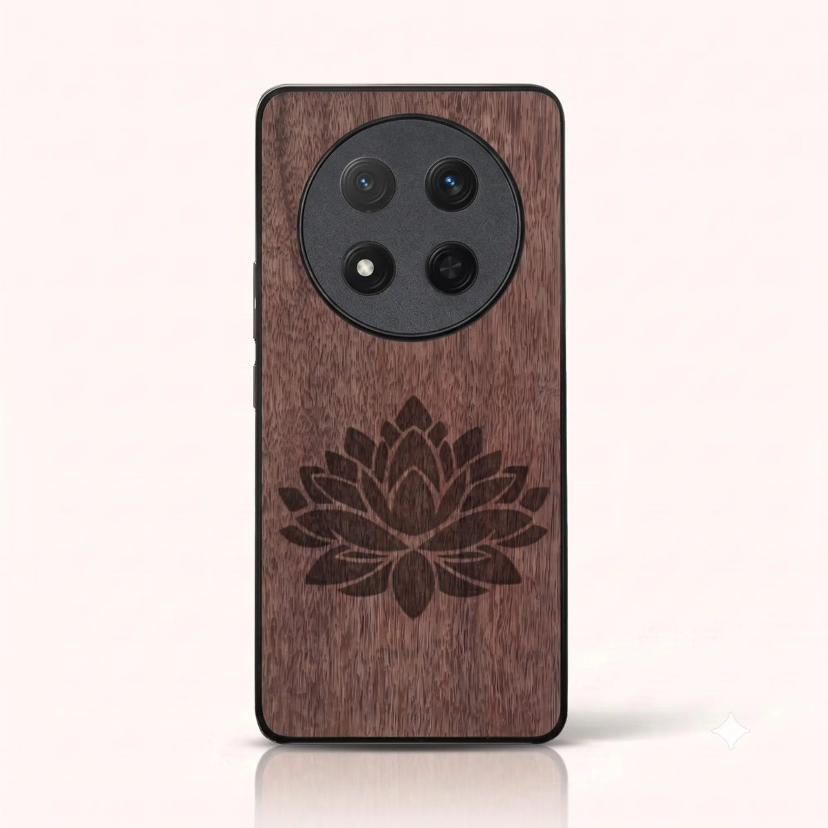 Coque Honor Magic 7 Lite – Fleur de Lotus en bois de noyer foncé