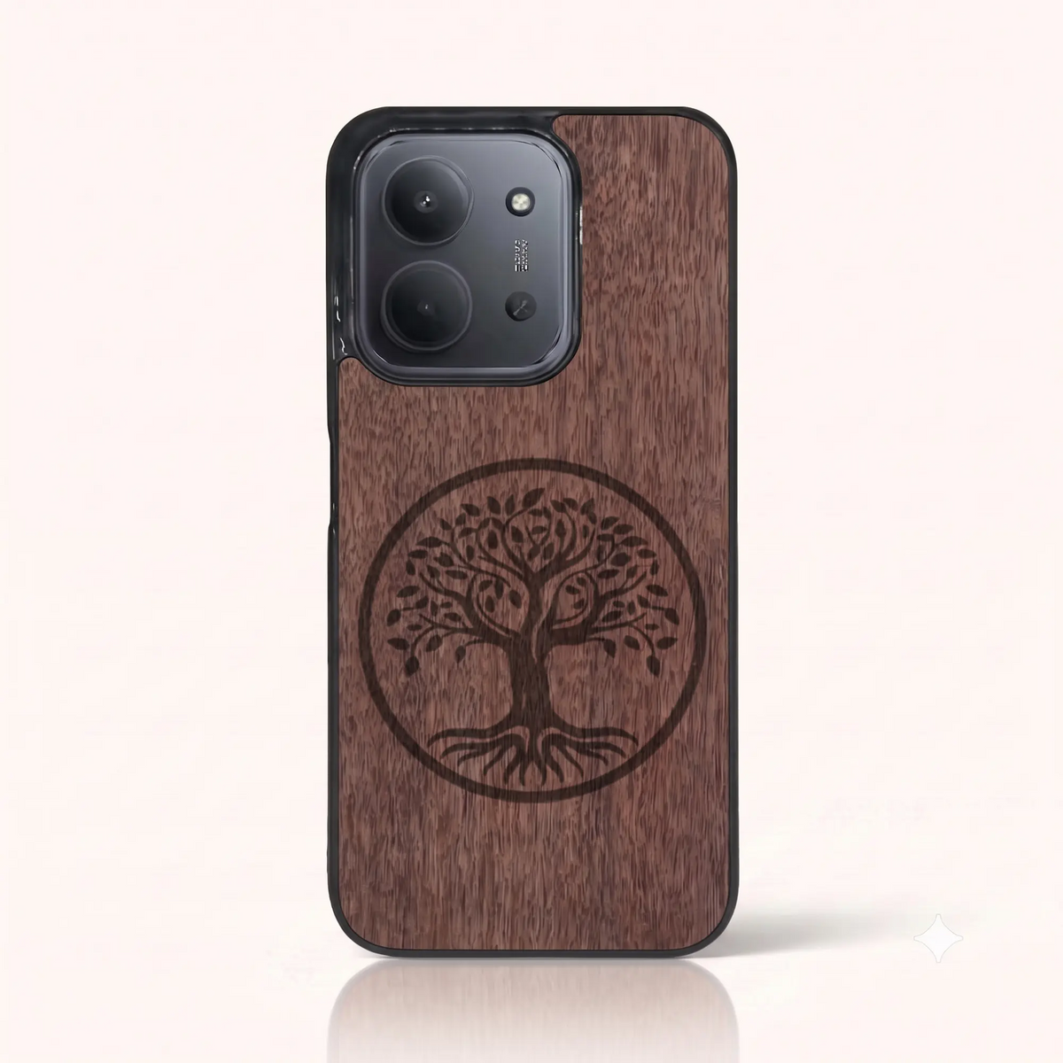 Coque Xiaomi Redmi 15C – L'arbre de vie en bois de noyer foncé