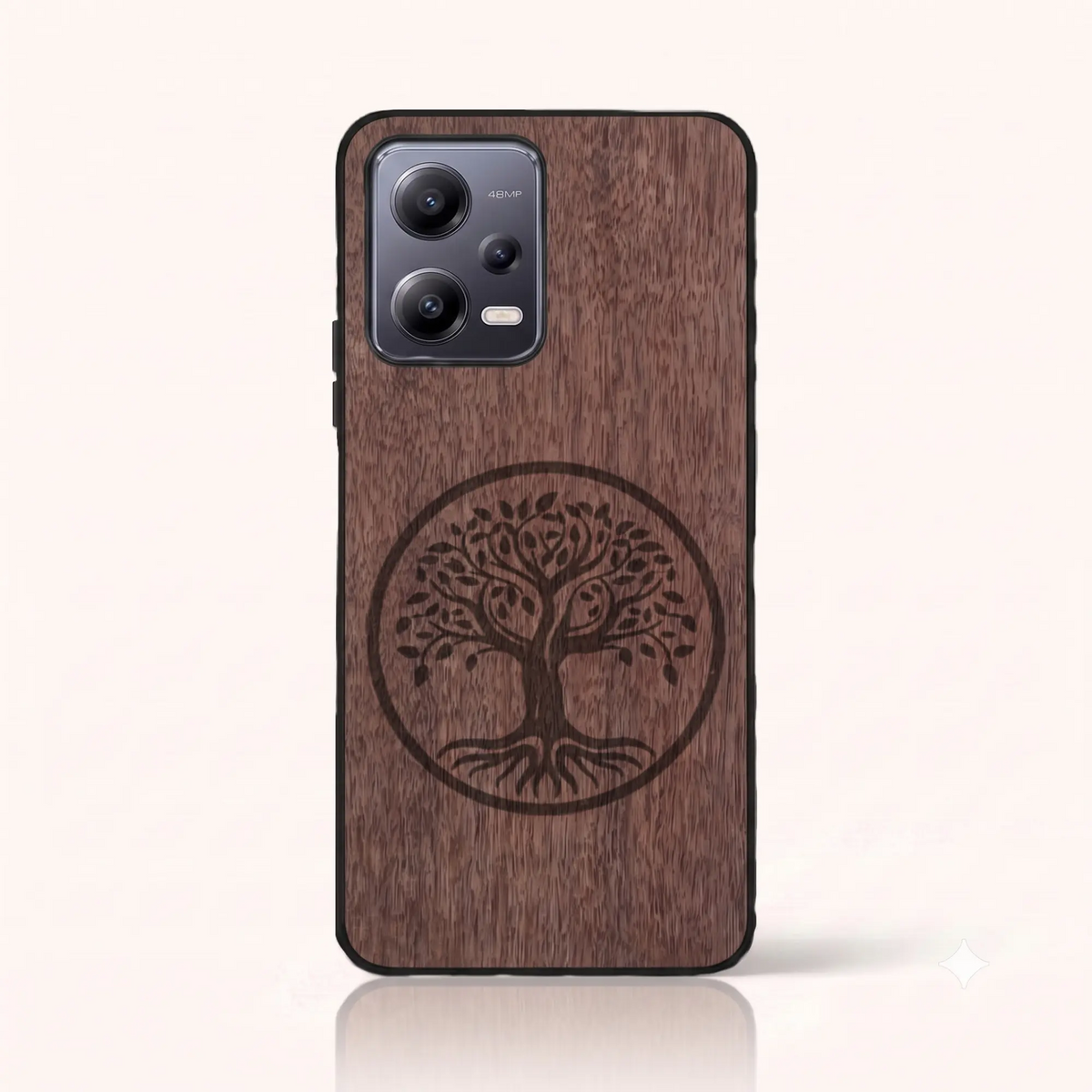 Coque Xiaomi Redmi Note 12 5G – L'arbre de vie en bois de noyer foncé