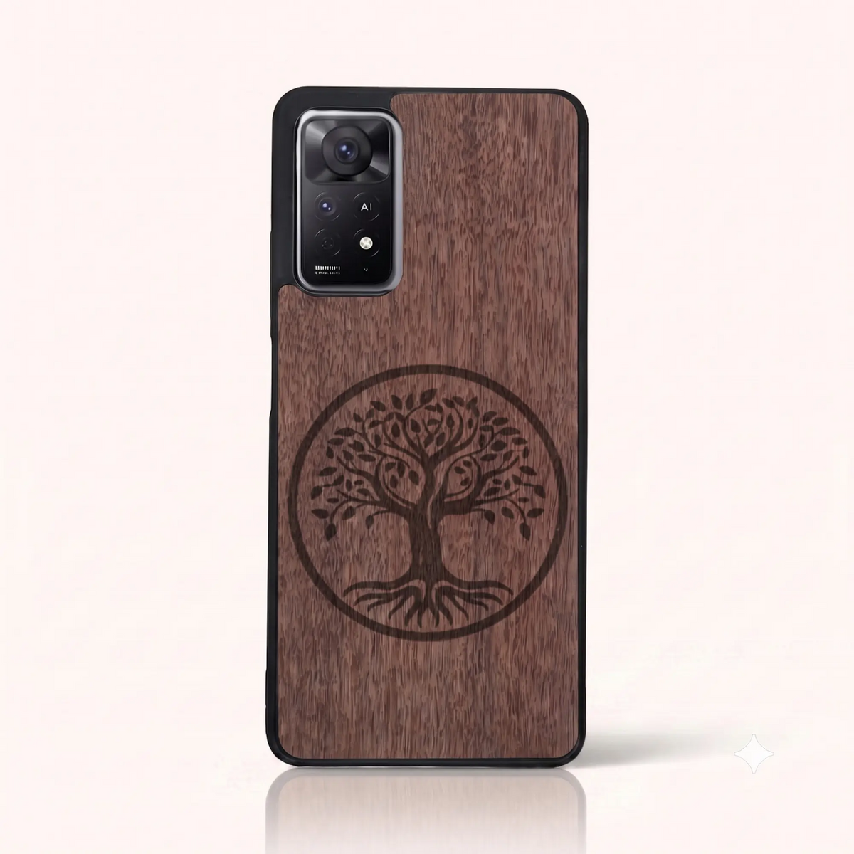 Coque Xiaomi Redmi Note 11 Pro 5G et 4G – L'arbre de vie en bois de noyer foncé