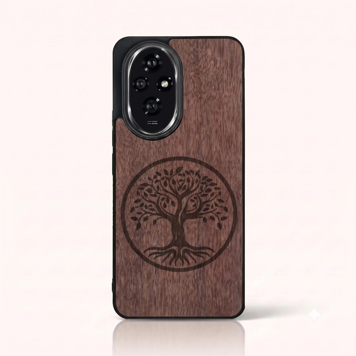 Coque Honor 200 – L'arbre de vie en bois de noyer foncé
