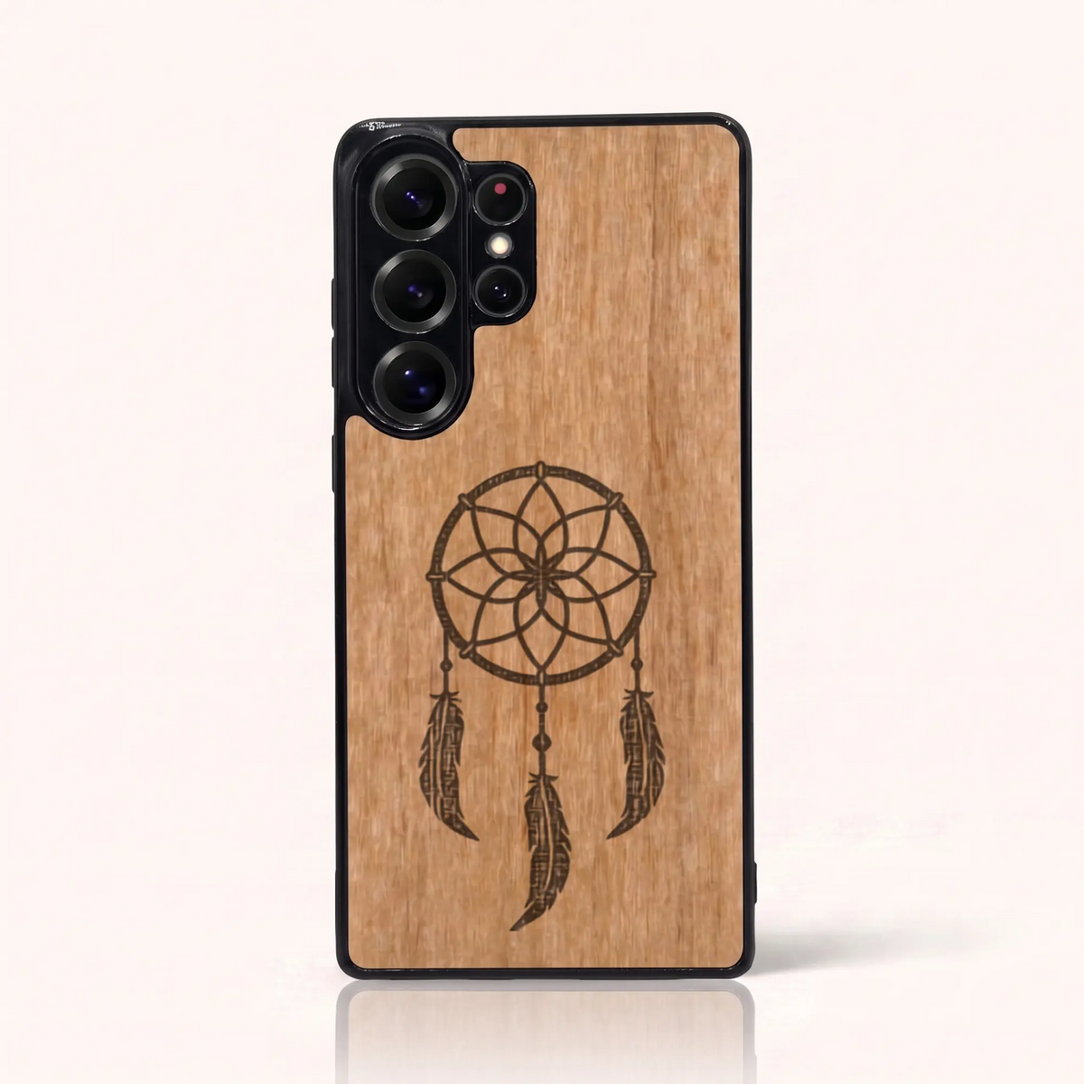Coque Samsung S26 Ultra en bois gravé L'Attrape Rêve – Clair (Tilleul)