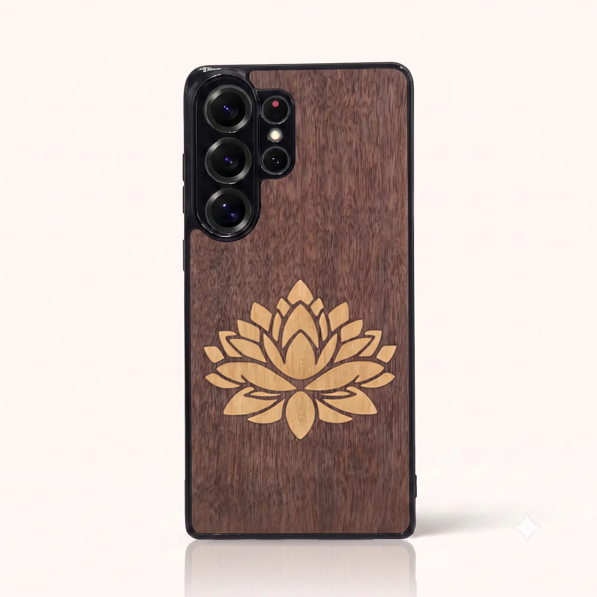 Coque Samsung S26 Ultra en marqueterie La Fleur de Lotus – Foncée (Noyer)