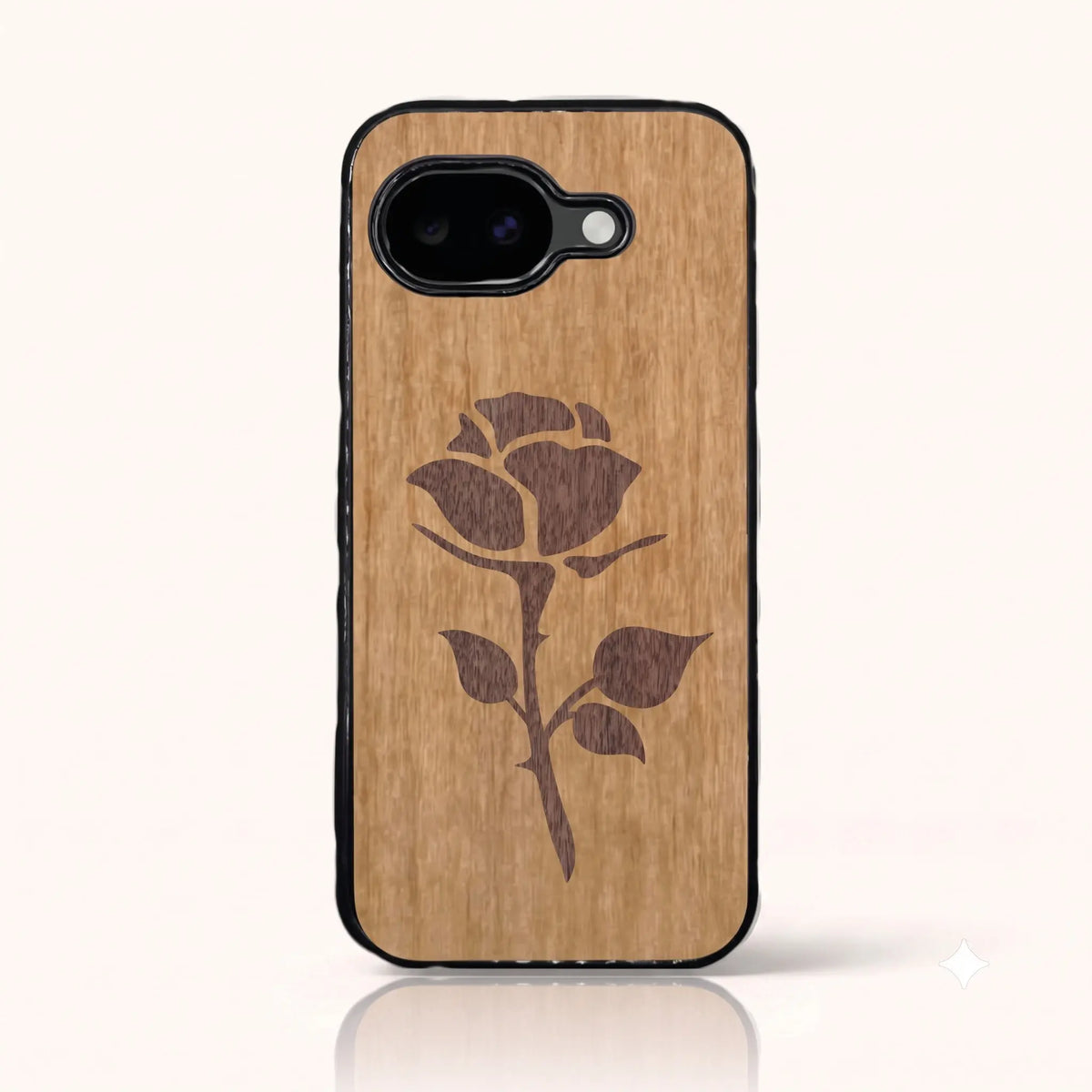 Coque Pixel 10A – La Rose en marqueterie de bois