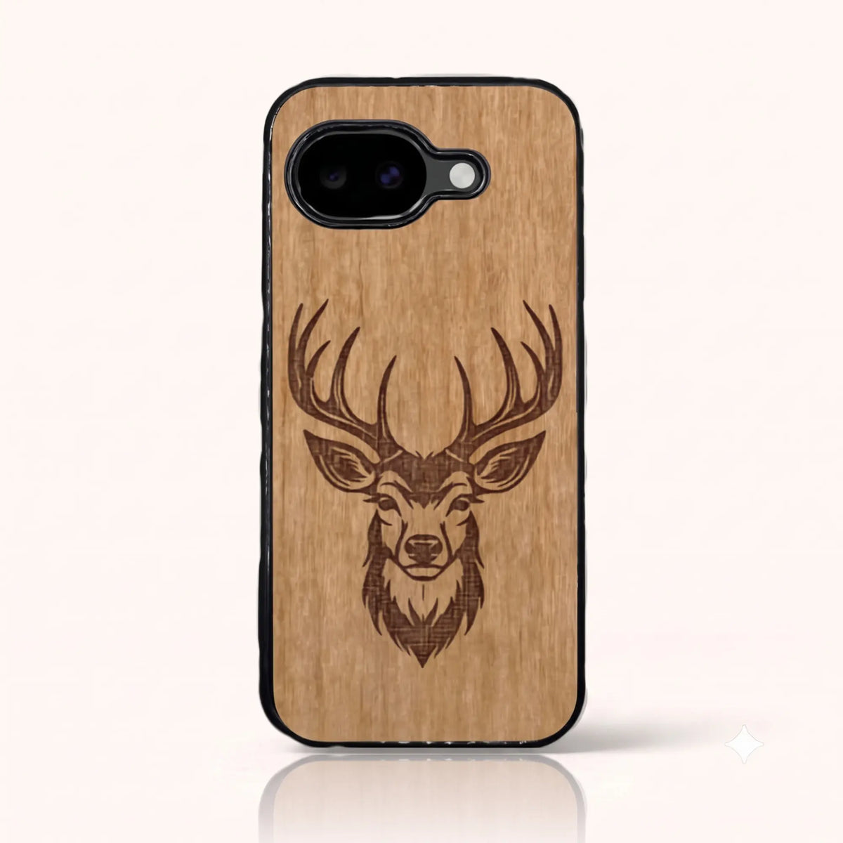 Coque Pixel 10A – Le Cerf en gravure sur bois (Tilleul)