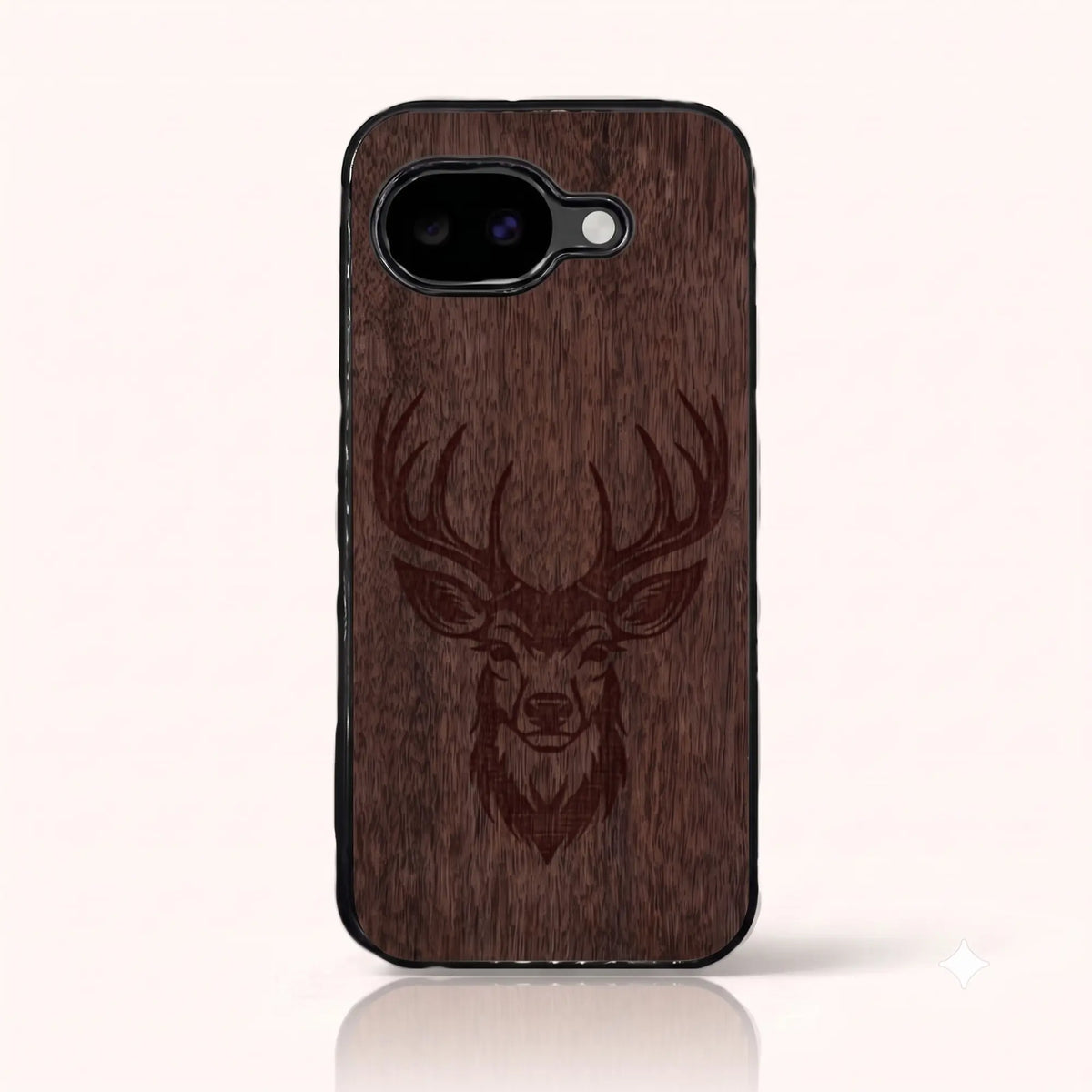 Coque Pixel 10A – Le Cerf en gravure sur bois (Noyer)