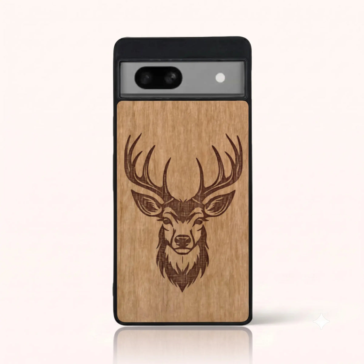 Coque Pixel 7A – Le Cerf en gravure sur bois (Tilleul)