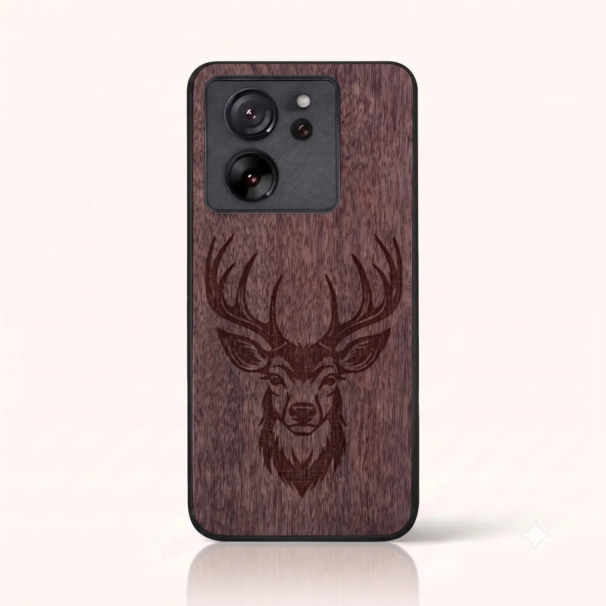 Coque Xiaomi Mi 13T – Le Cerf en gravure sur bois (Noyer)
