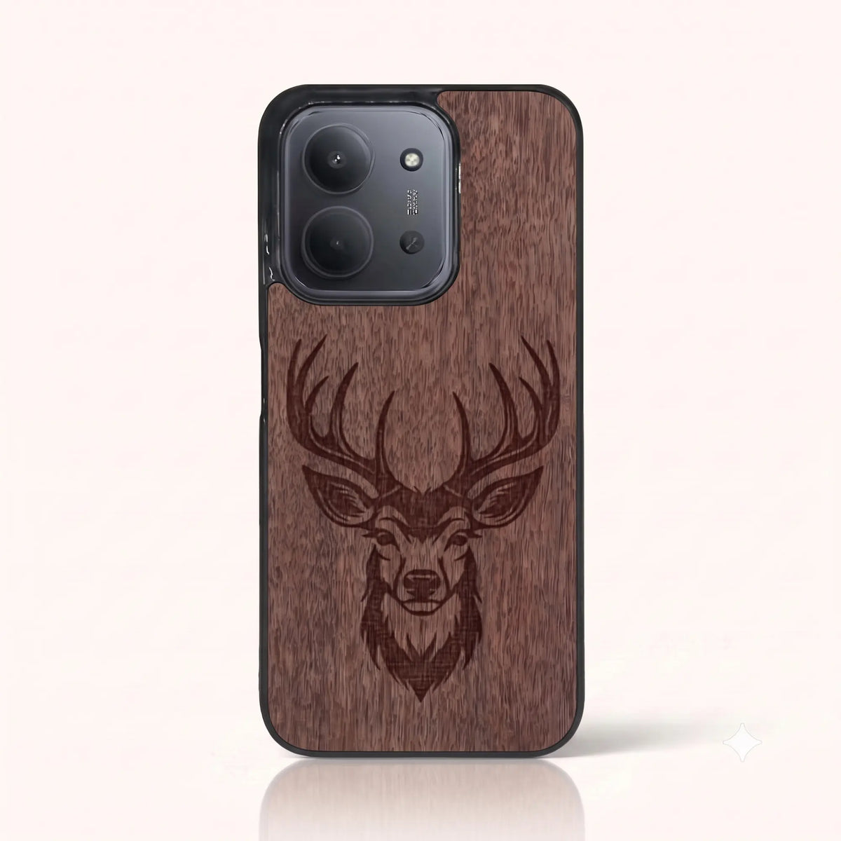 Coque Xiaomi Redmi 15C – Le Cerf en gravure sur bois (Noyer)