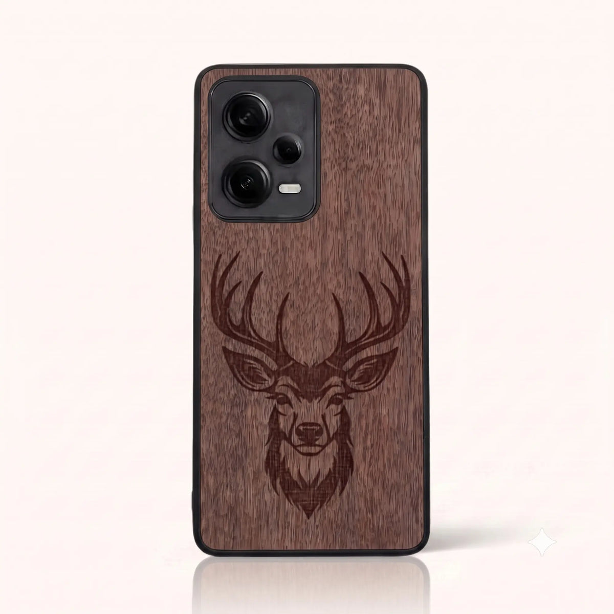 Coque Xiaomi Redmi Note 12 Pro 5G – Le Cerf en gravure sur bois (Noyer)