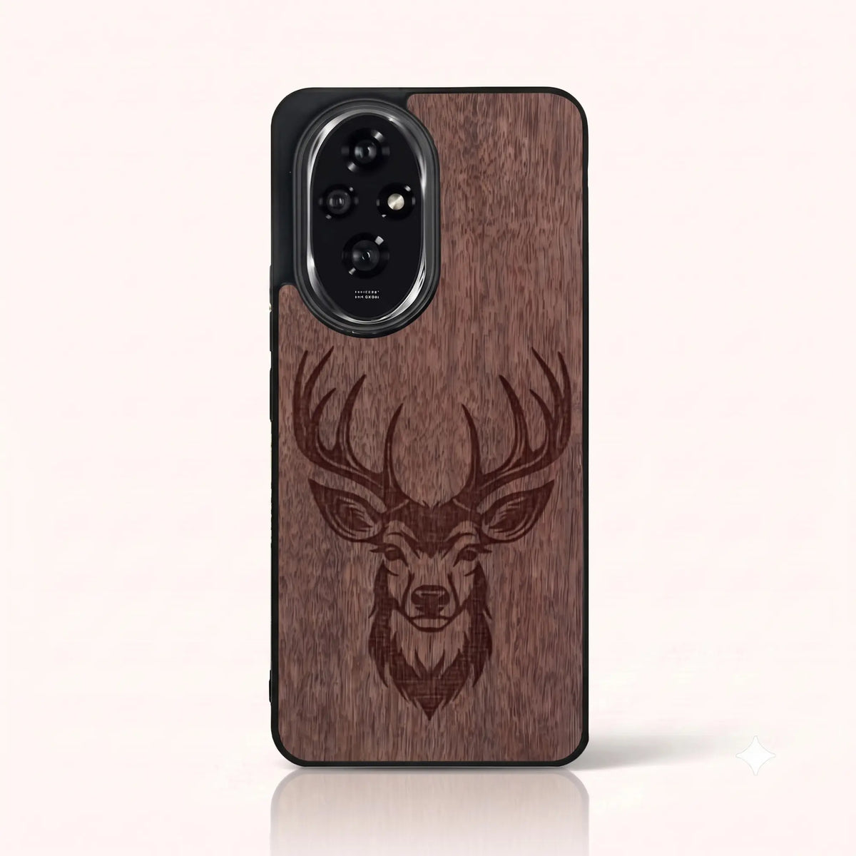 Coque Honor 200 – Le Cerf en gravure sur bois (Noyer)