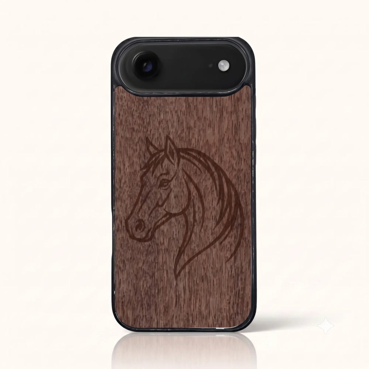 Coque iPhone Air – Le Cheval en bois de noyer foncé
