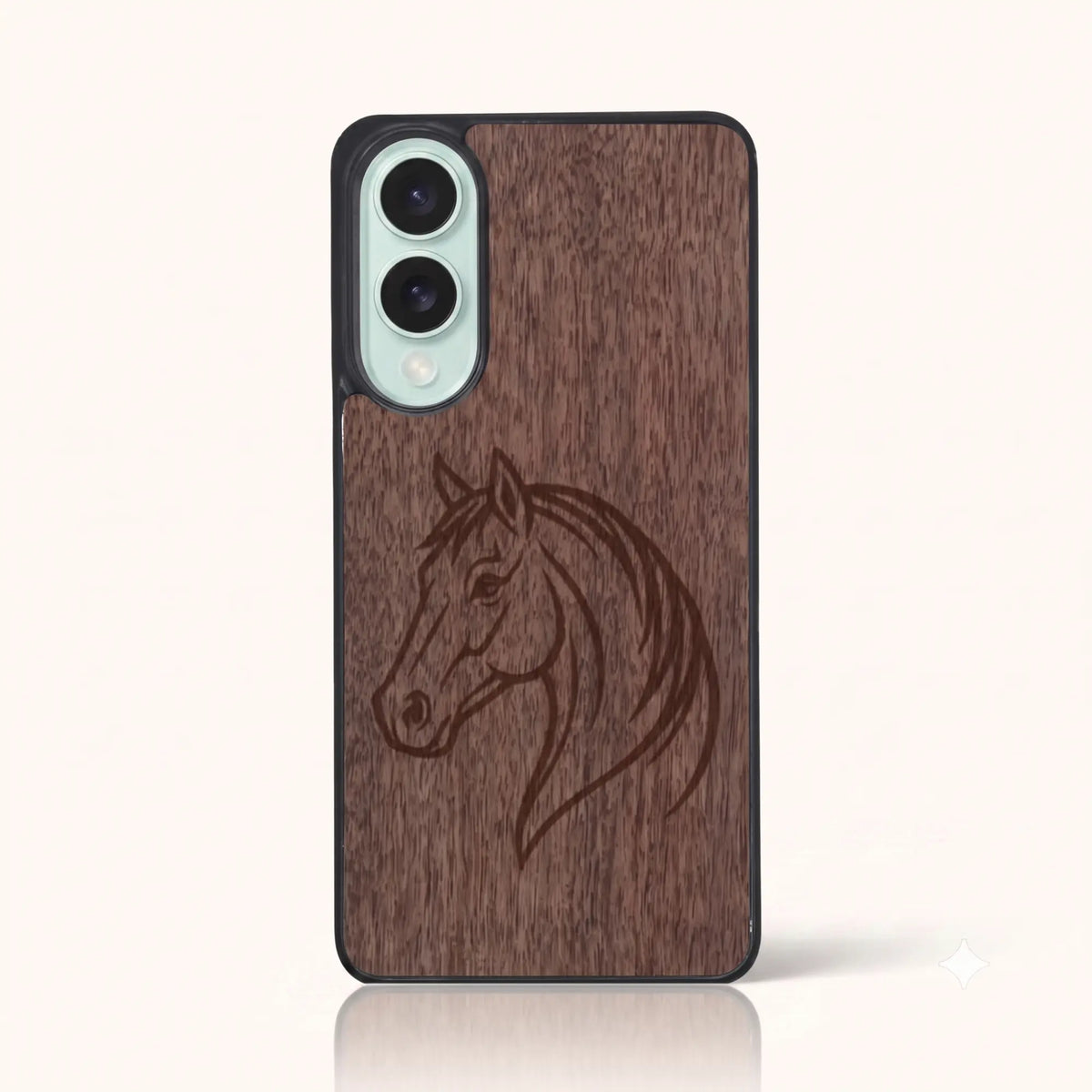 Coque Samsung S25 Edge – Le Cheval en bois de noyer foncé