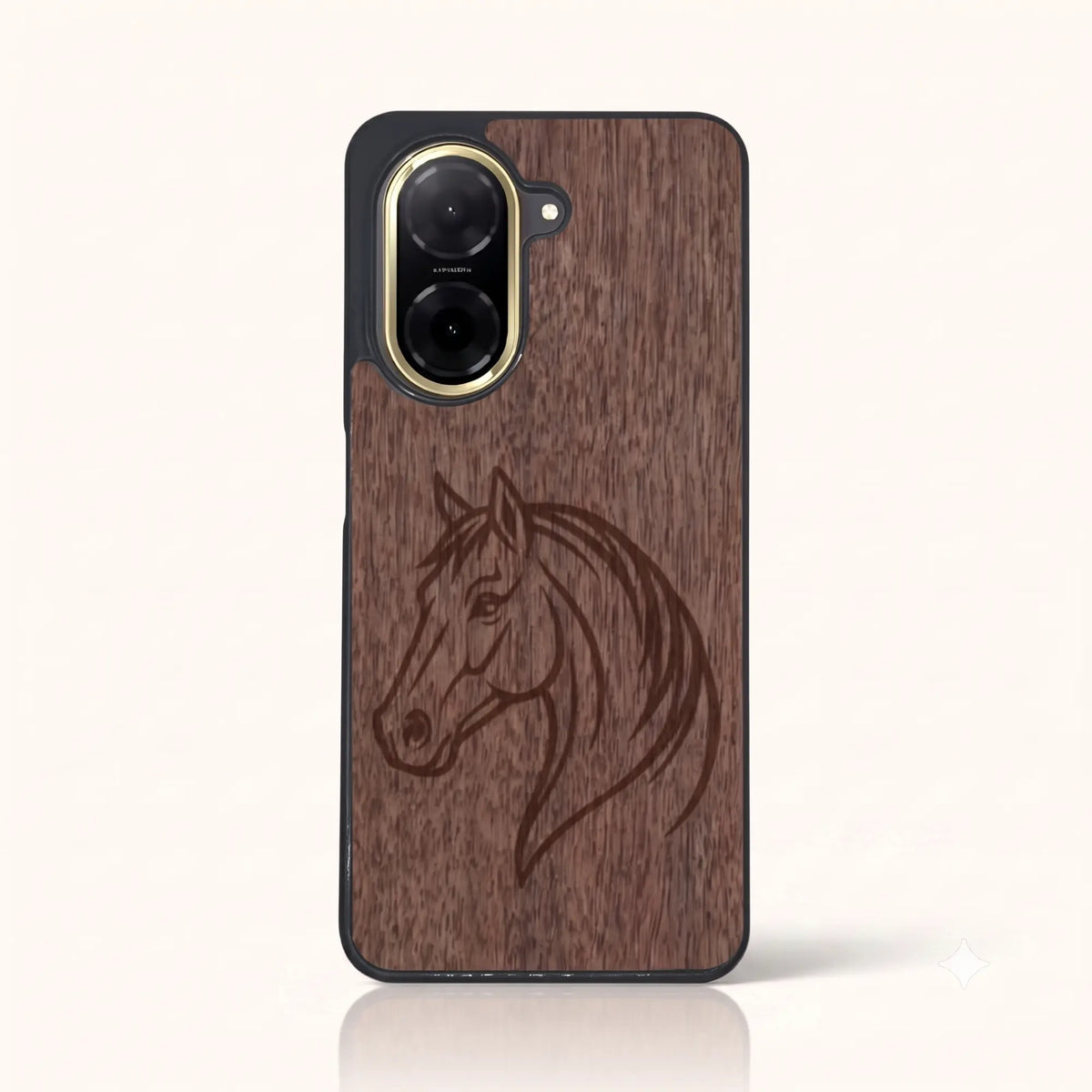 Coque Xiaomi Redmi A5 4G – Le Cheval en bois de noyer foncé