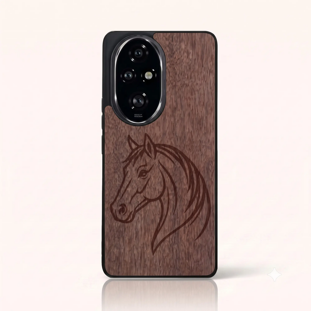 Coque Honor 200 Pro – Le Cheval en gravure sur bois (Noyer)