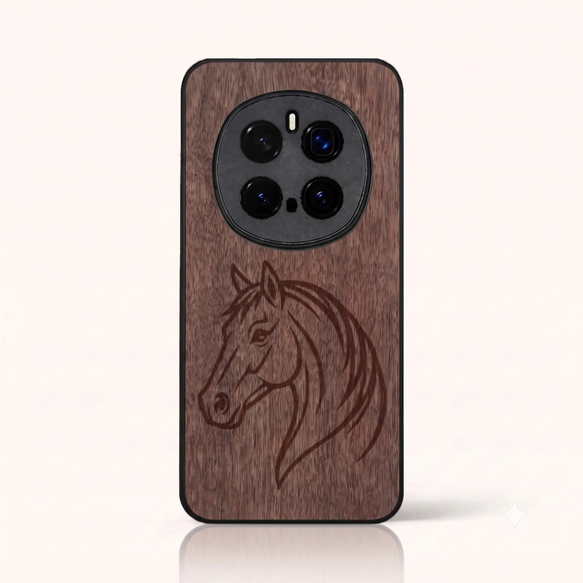 Coque Honor Magic 7 Pro – Le Cheval en gravure sur bois (Noyer)