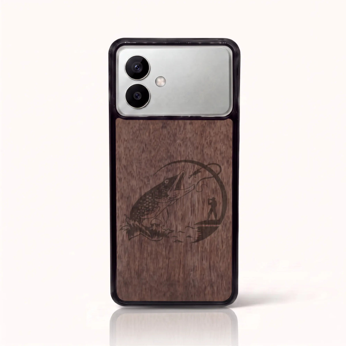Coque Samsung S26 Edge en bois gravé Le Pêcheur – Clair (Tilleul)