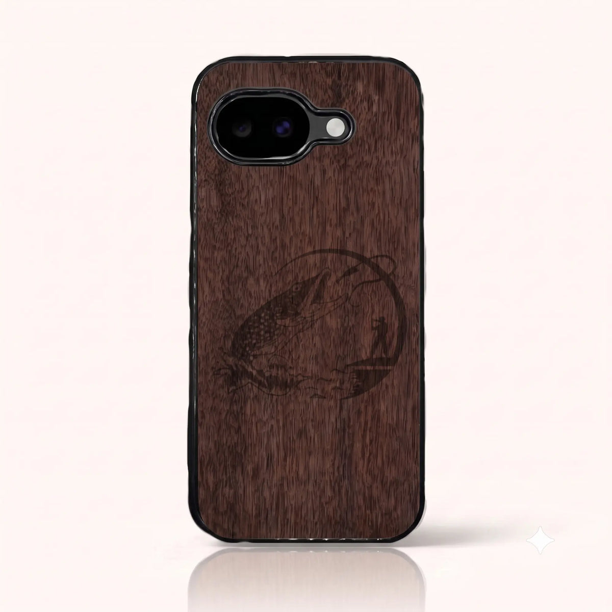 Coque Pixel 10A – Le Pêcheur en bois de noyer foncé
