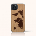 Coque iPhone 13 Mini – Le Planisphère en marqueterie de bois