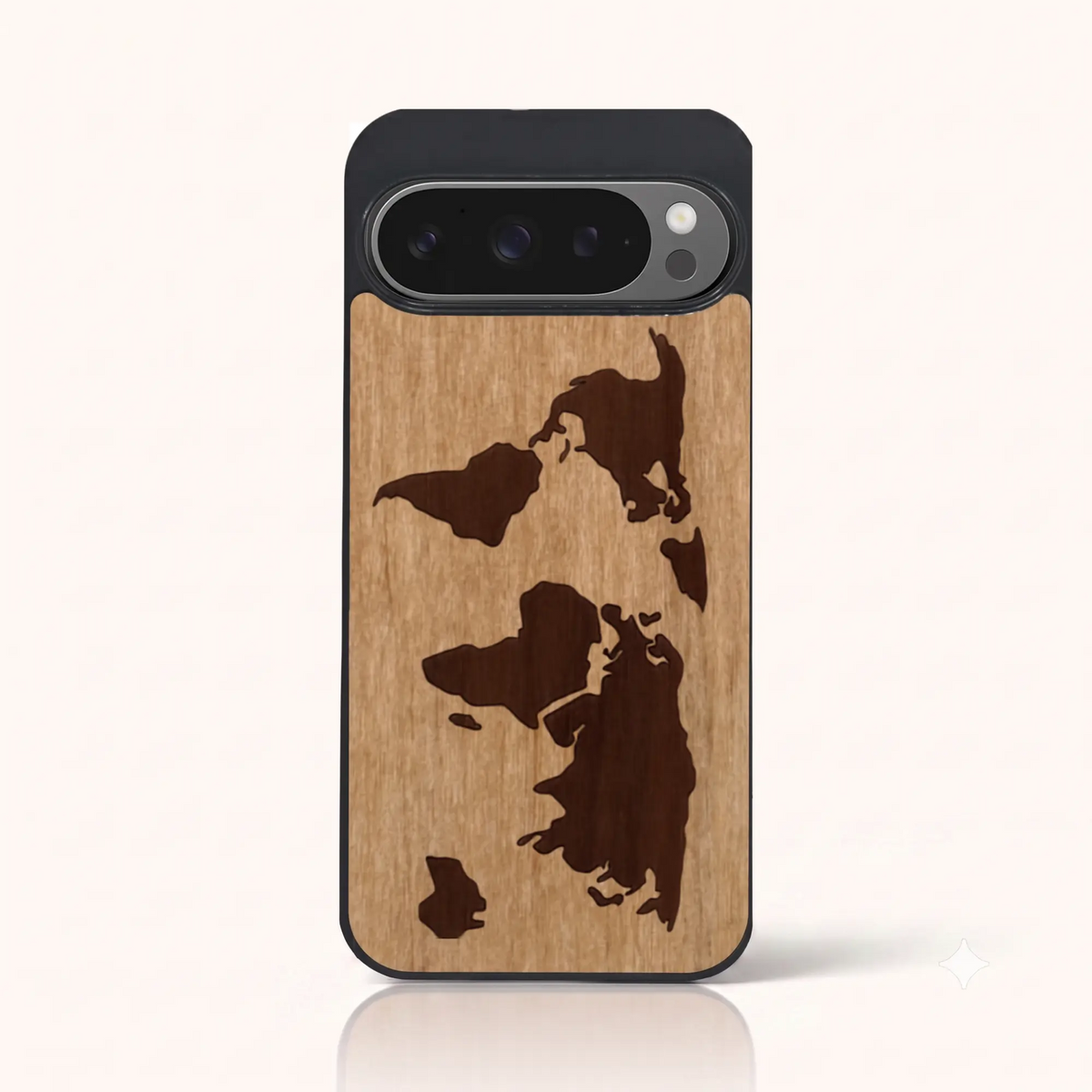Coque Pixel 9 Pro – Le Planisphère en marqueterie de bois