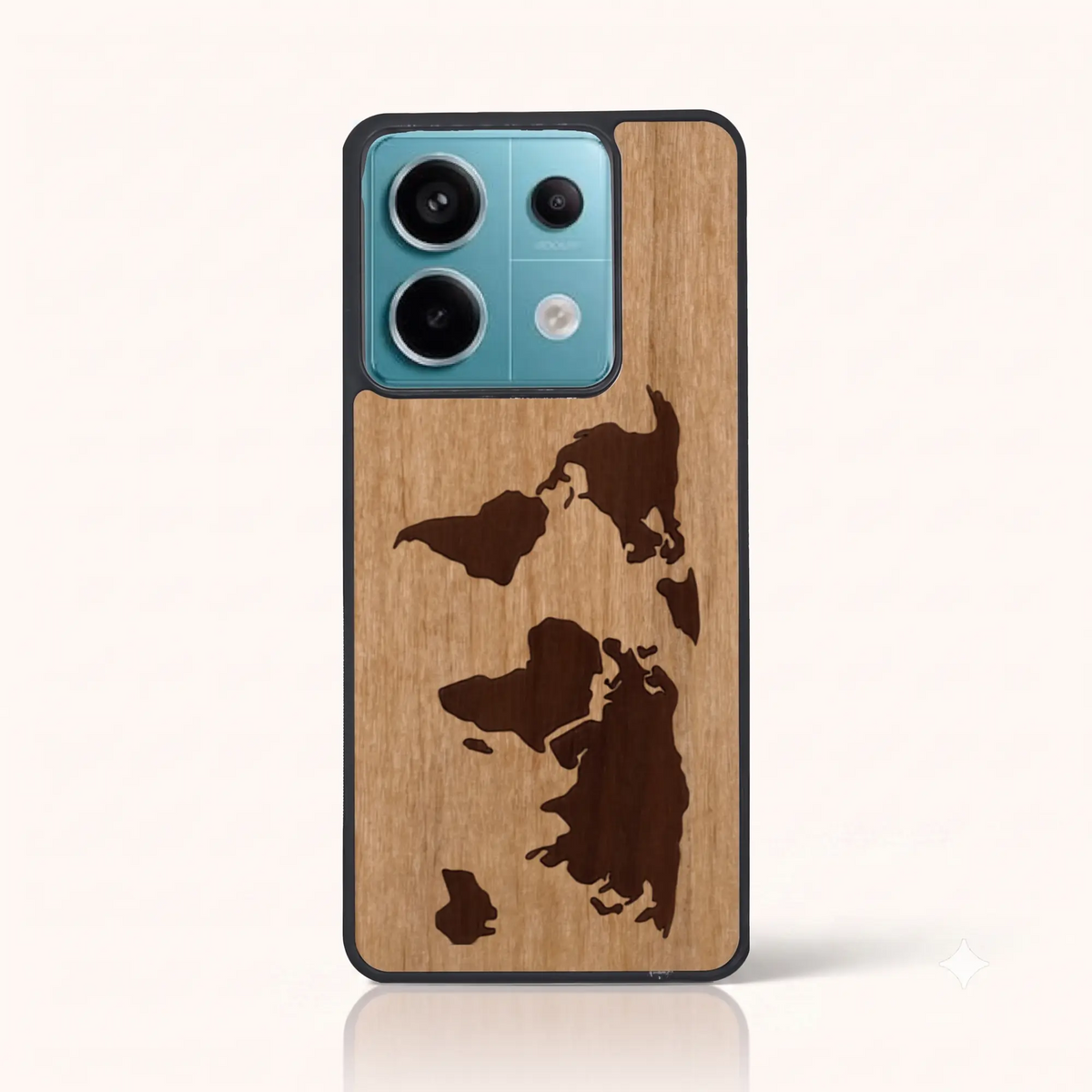 Coque de téléphone en bois marqueterie Le Planisphère – Xiaomi Redmi Note 13 Pro 5G