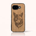 Coque Pixel 10A – Le Chat en gravure sur bois (Tilleul)