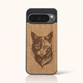 Coque Pixel 9 Pro – Le Chat en gravure sur bois (Tilleul)