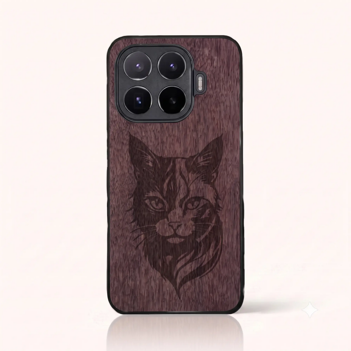 Coque Xiaomi Mi 17T Pro – Le Chat en gravure sur bois (Noyer)