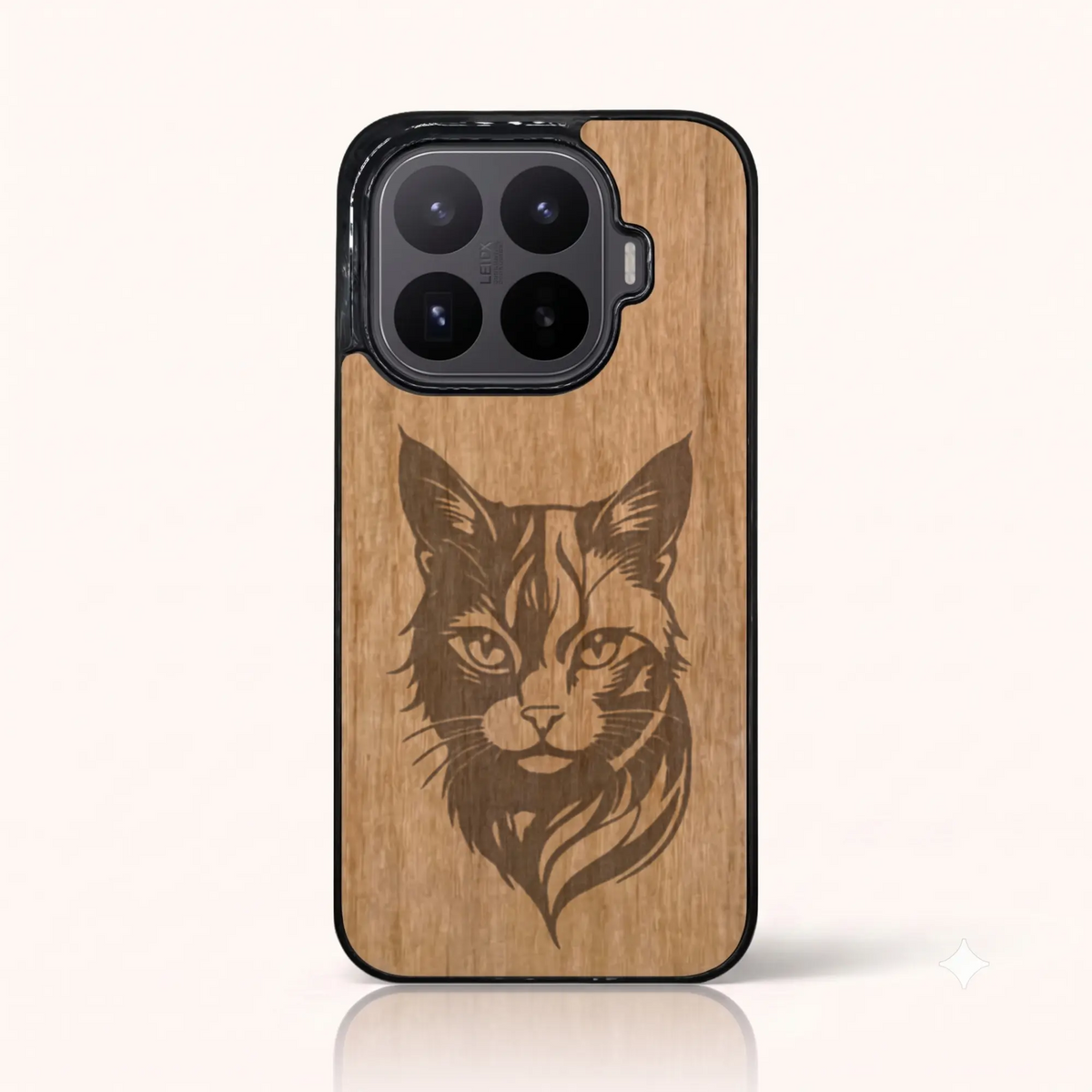 Coque Xiaomi Mi 17T – Le Chat en gravure sur bois (Tilleul)