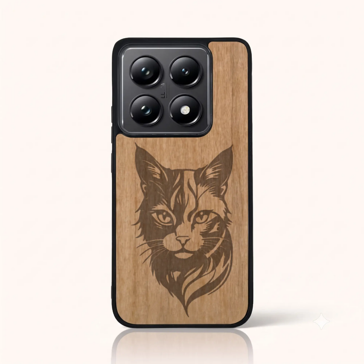 Coque Xiaomi Mi 14T et 14T Pro – Le Chat en gravure sur bois (Tilleul)