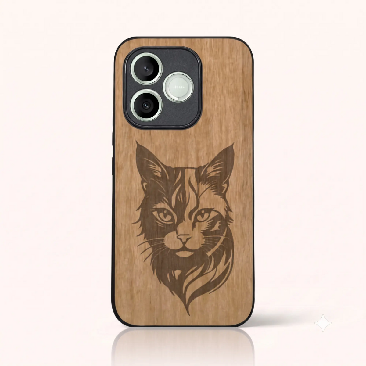 Coque Honor 600 Lite – Le Chat en gravure sur bois (Tilleul)