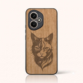 Coque Honor 400 – Le Chat en gravure sur bois (Tilleul)