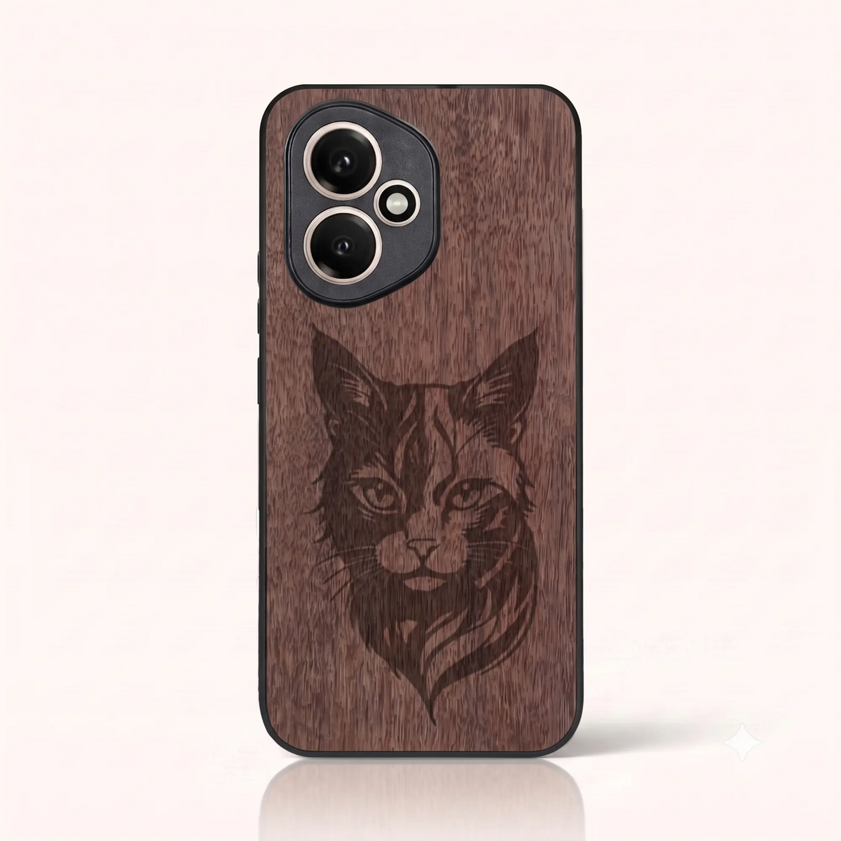 Coque Honor 400 – Le Chat en gravure sur bois (Noyer)