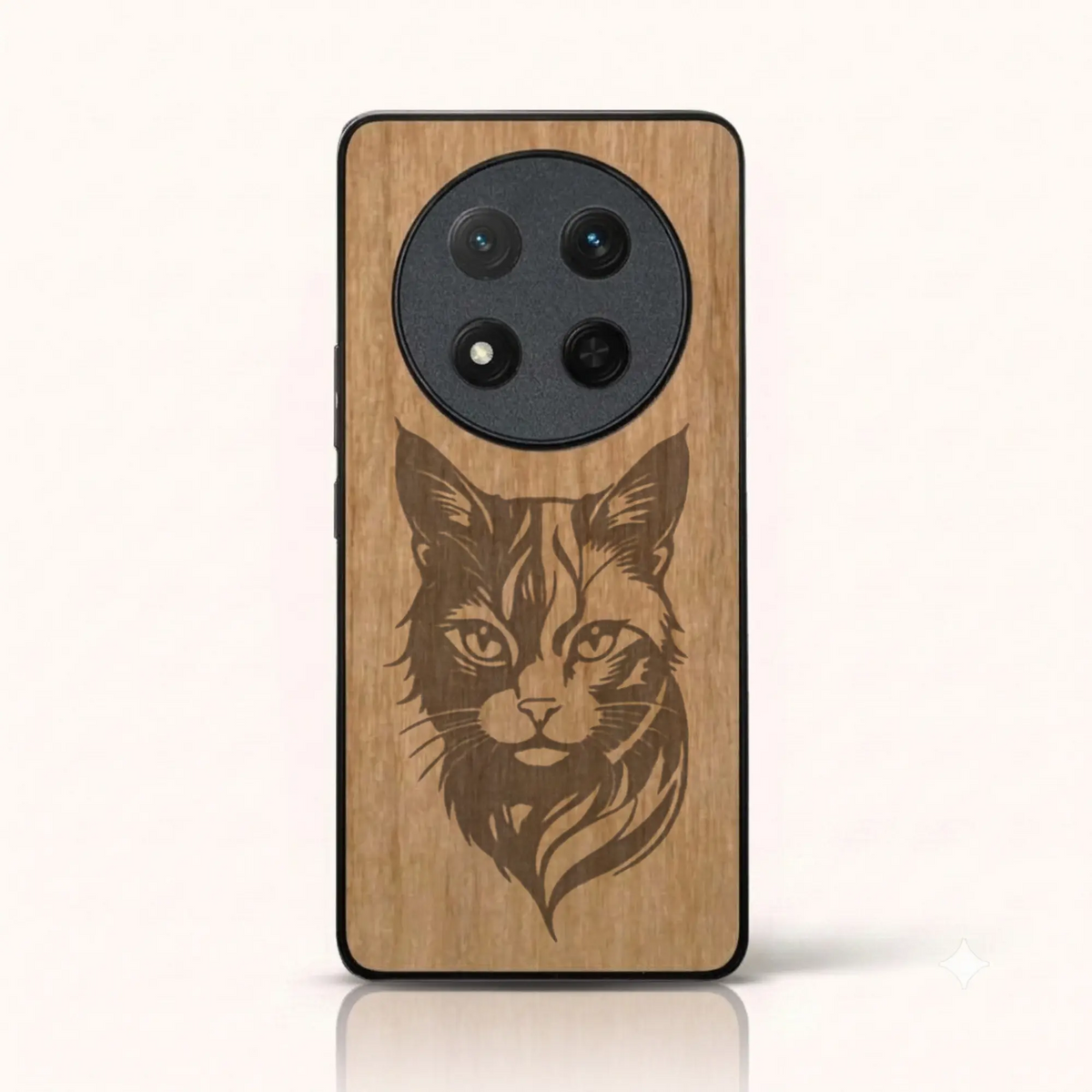 Coque Honor Magic 7 Lite – Le Chat en gravure sur bois (Tilleul)