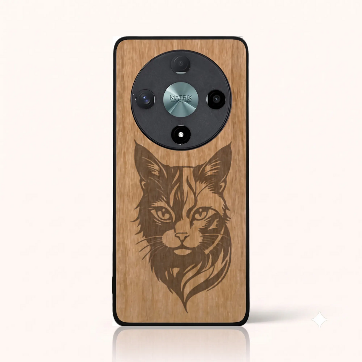 Coque Honor Magic 6 Lite – Le Chat en gravure sur bois (Tilleul)