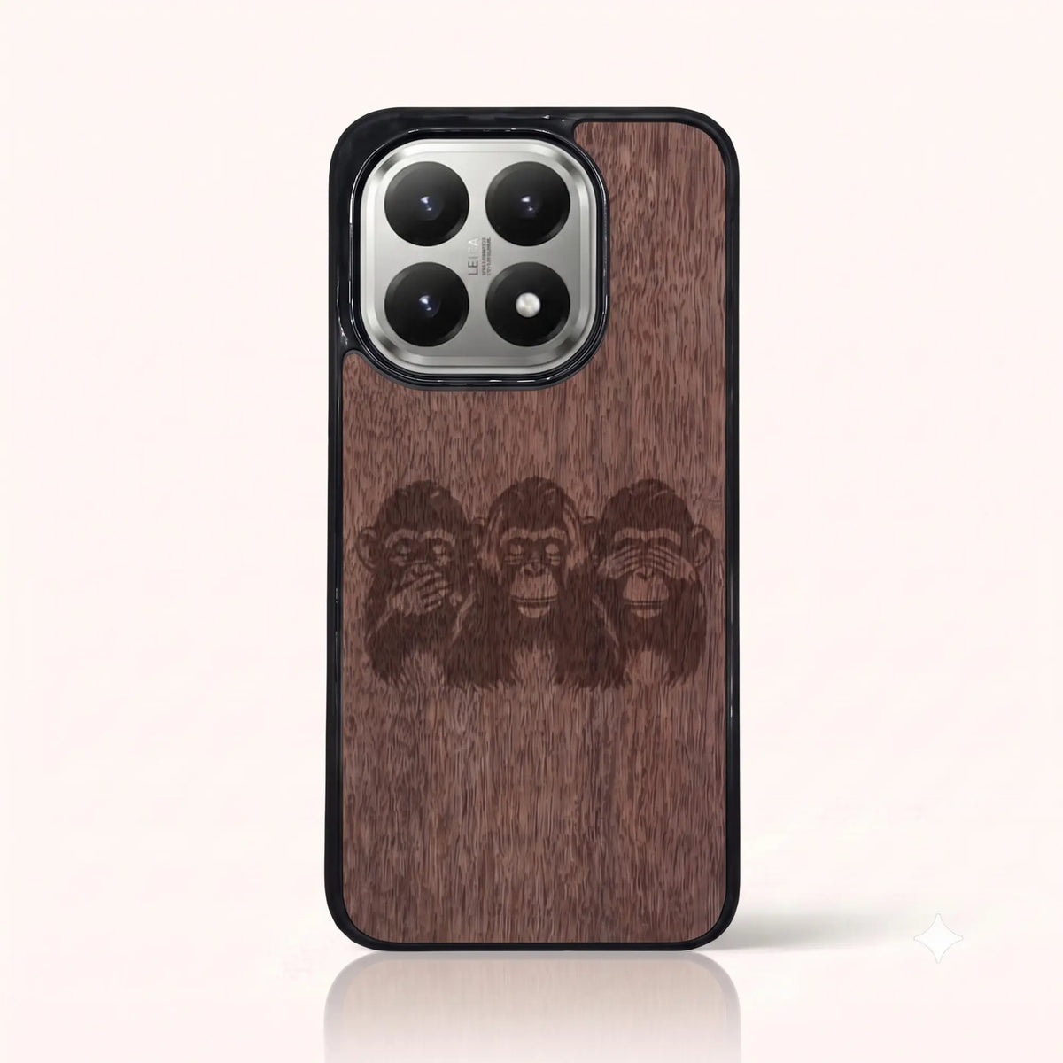 Coque Xiaomi Mi 15T – Les Singes de la sagesse en bois de noyer foncé