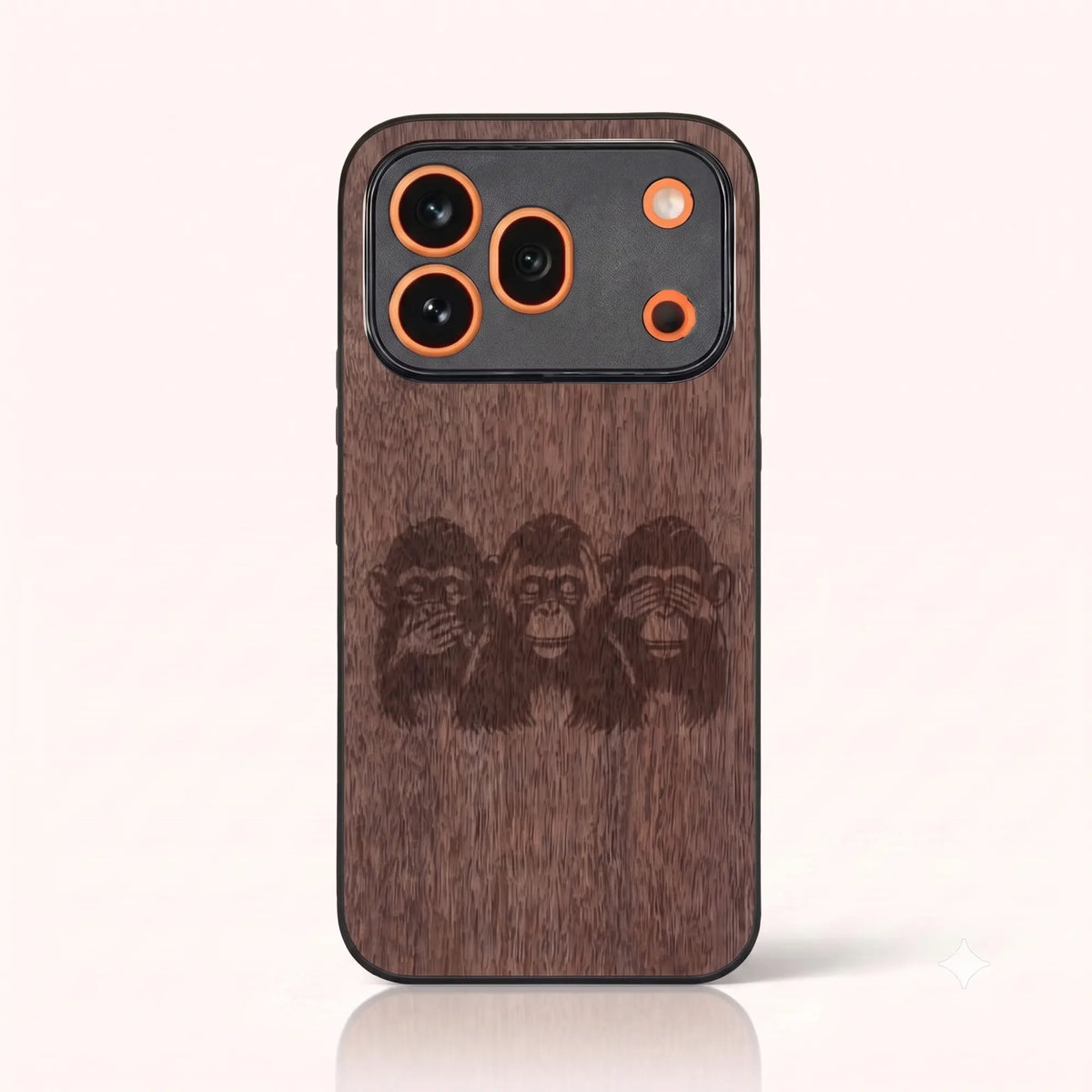 Coque Honor 600 Pro – Les Singes de la sagesse en bois de noyer foncé