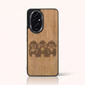Coque Honor 200 – Les Singes de la sagesse en bois de tilleul clair