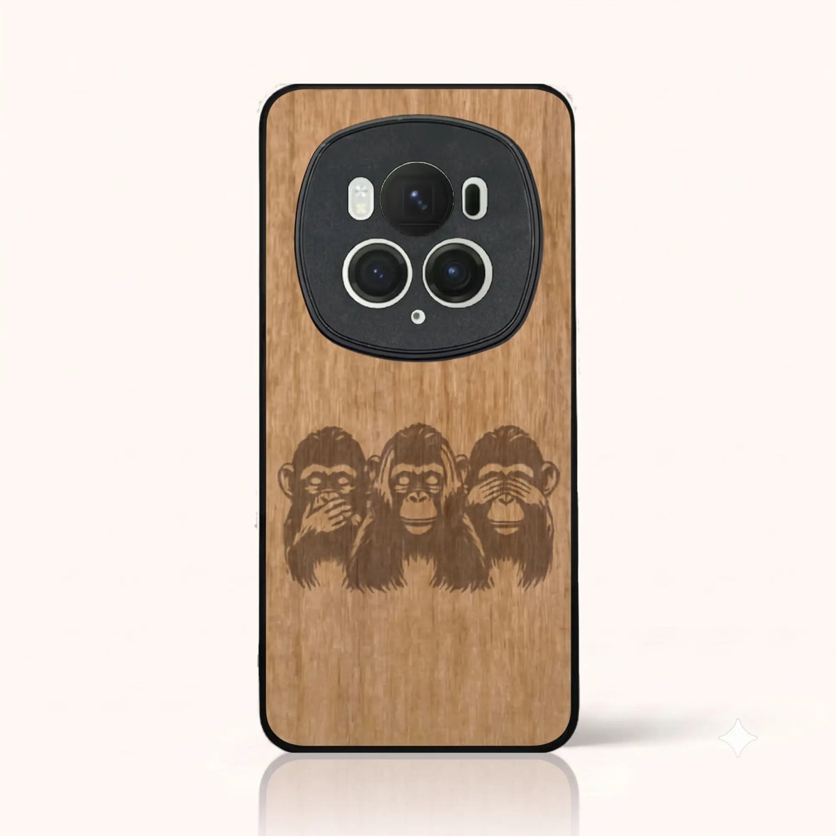 Coque Honor Magic 6 Pro – Les Singes de la sagesse en bois de tilleul clair