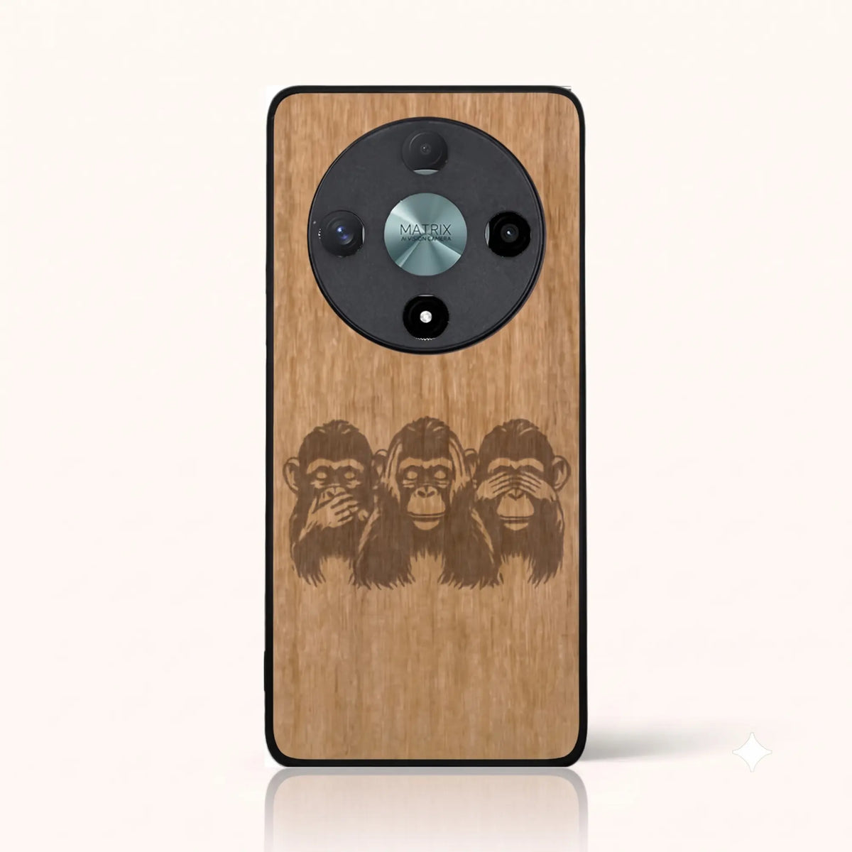 Coque Honor Magic 6 Lite – Les Singes de la sagesse en bois de tilleul clair