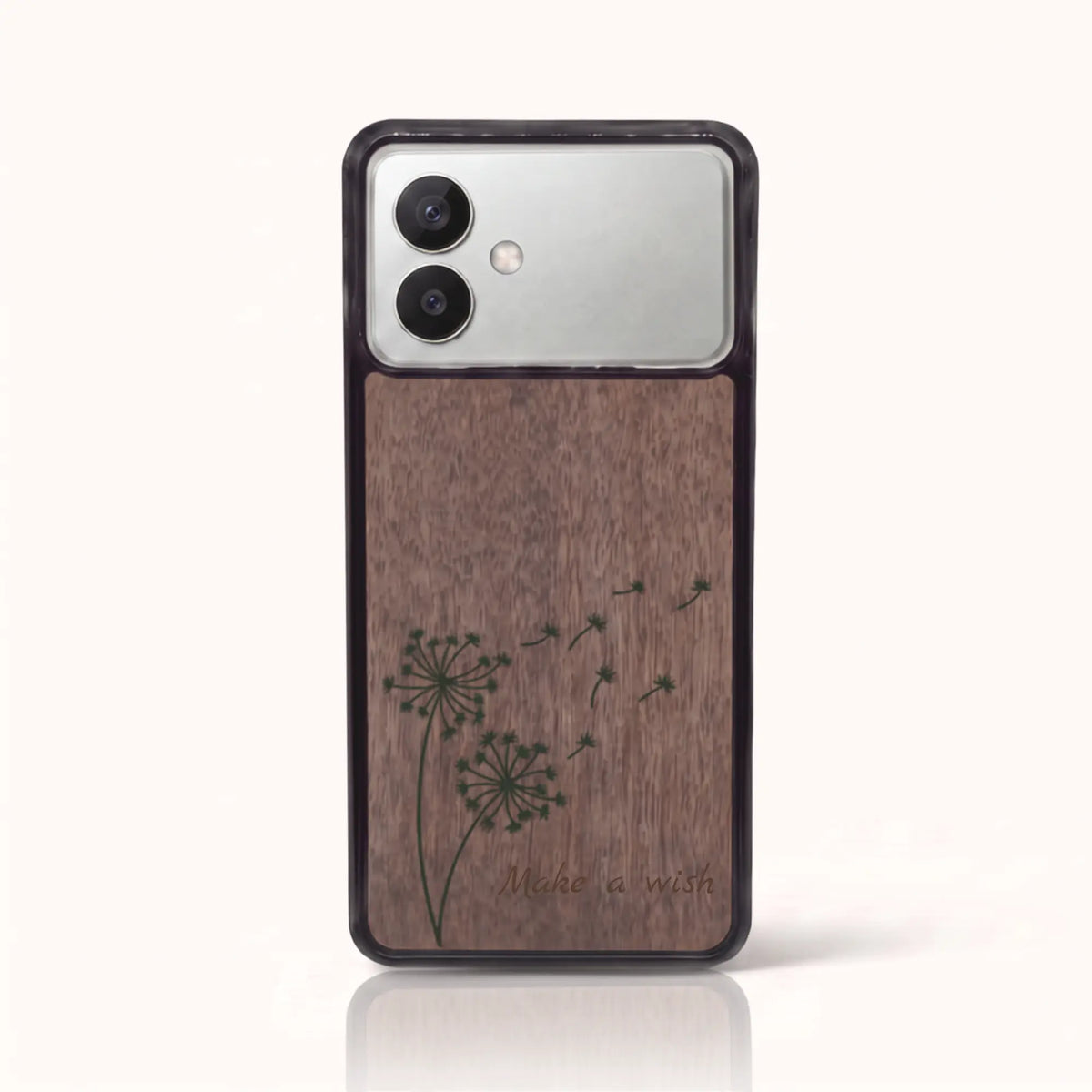 Coque Samsung S26 Edge en bois gravé Make a Wish – Foncée (Noyer)