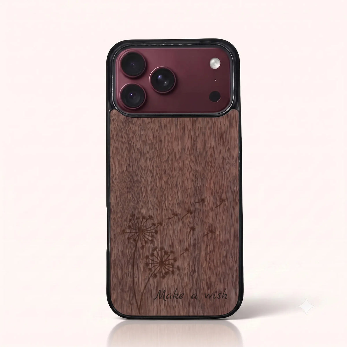 Coque iPhone 18 Pro Max – Make a Wish en bois de noyer foncé