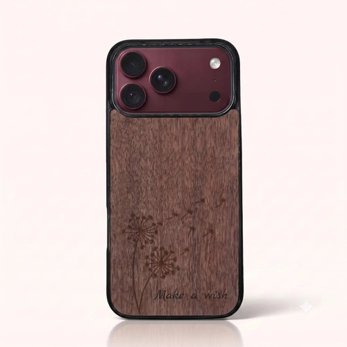 Coque iPhone 18 Pro Max – Make a Wish en bois de noyer foncé