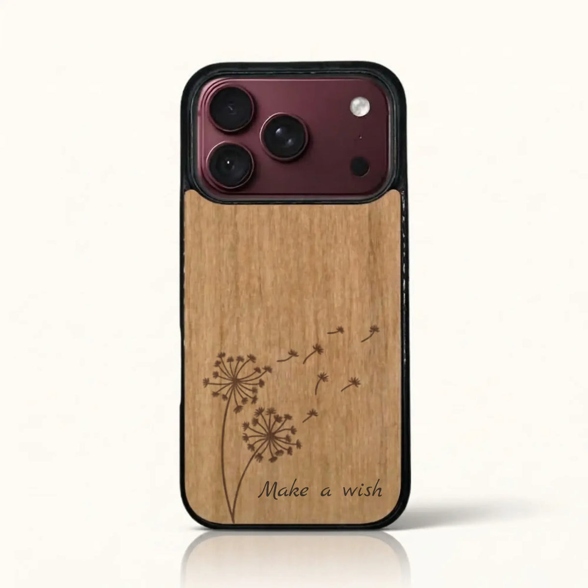 Coque iPhone 18 Pro – Make a Wish en bois de tilleul clair