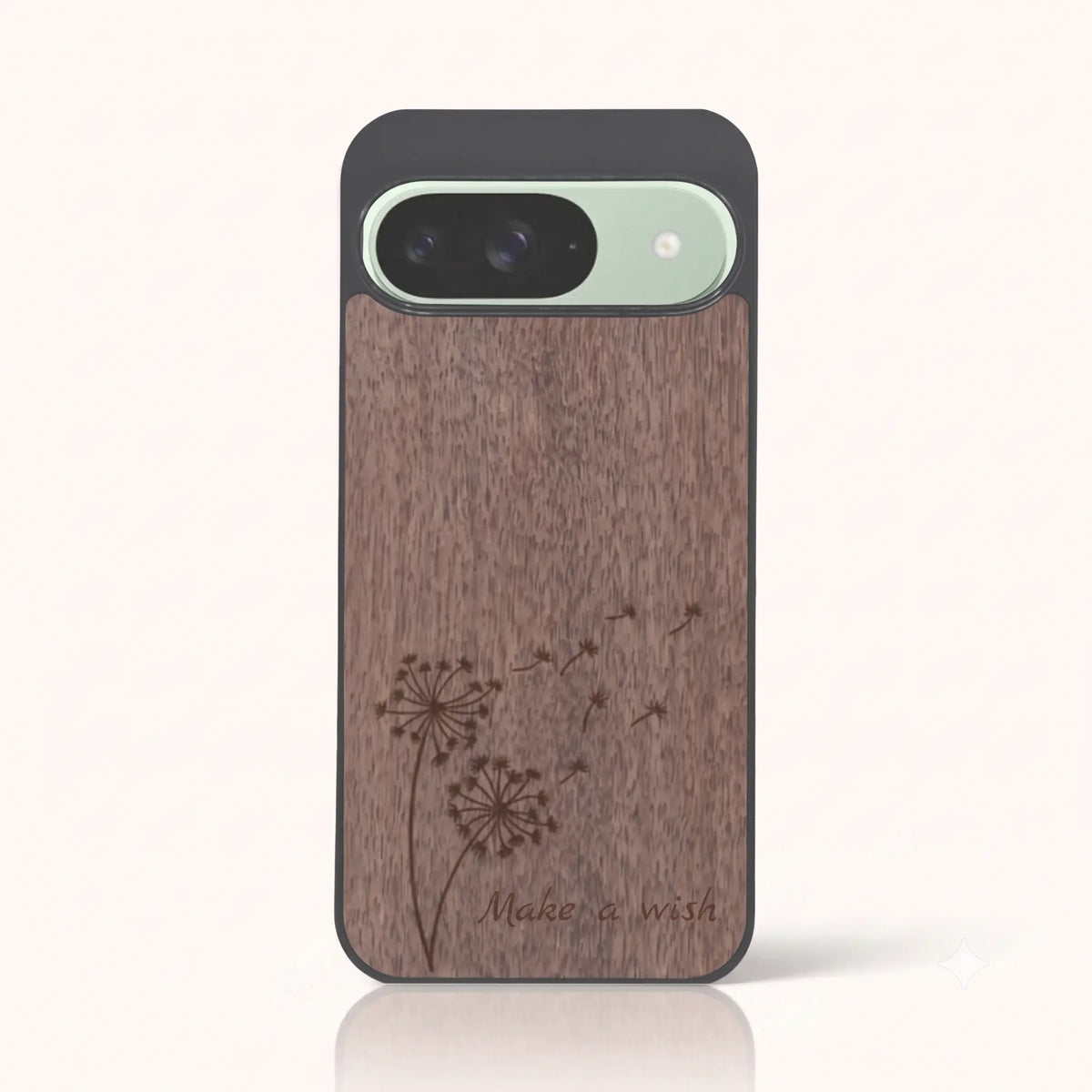 Coque Pixel 9 – Make a Wish en bois de noyer foncé
