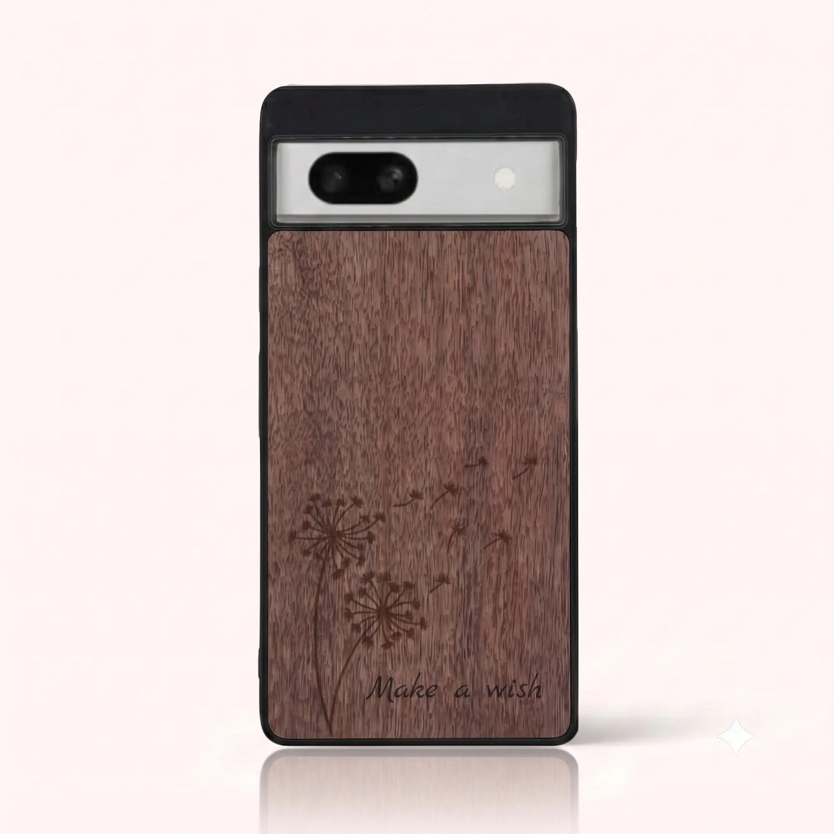 Coque Pixel 7A – Make a Wish en bois de noyer foncé